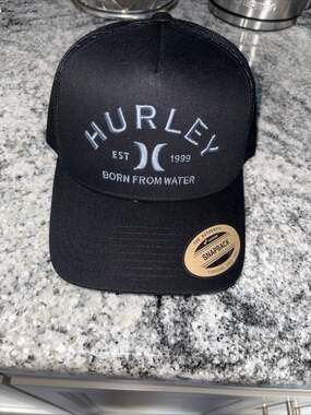 Hurley Born From Water Est 1999 Snapback Trucker Hat Black One Size